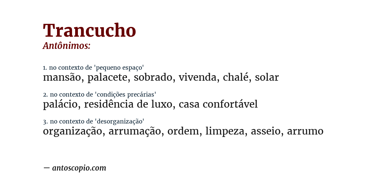 Antônimo de trancucho