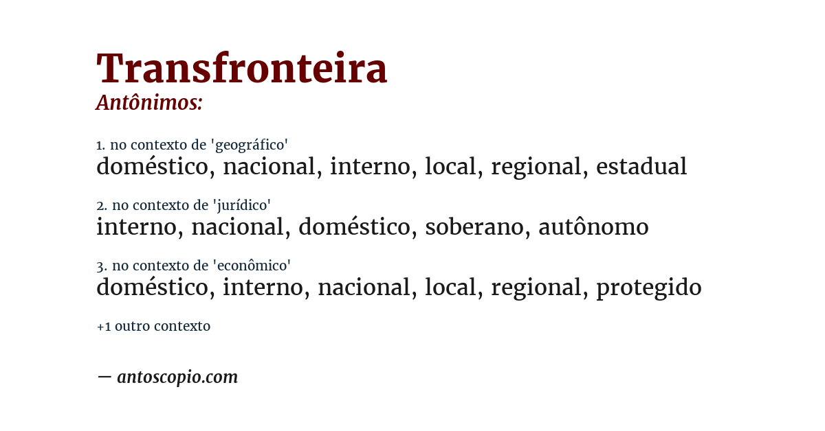 Antônimo de transfronteira