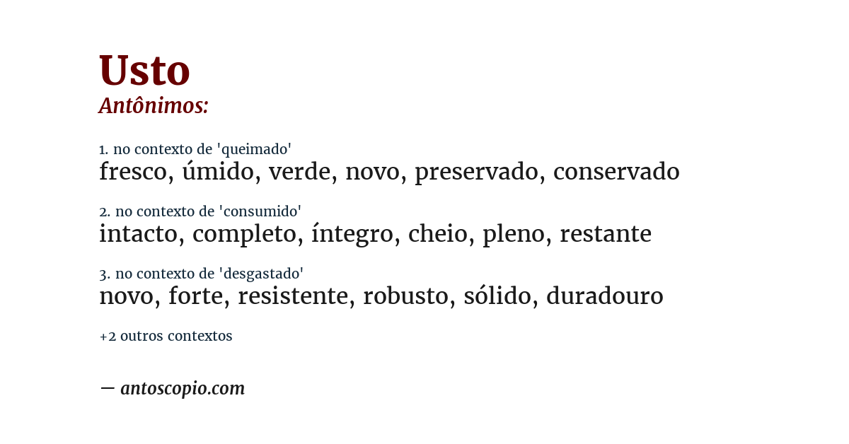 Antônimo de usto