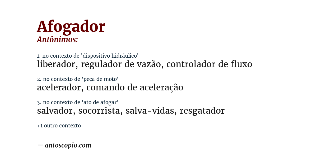 Antônimo de afogador