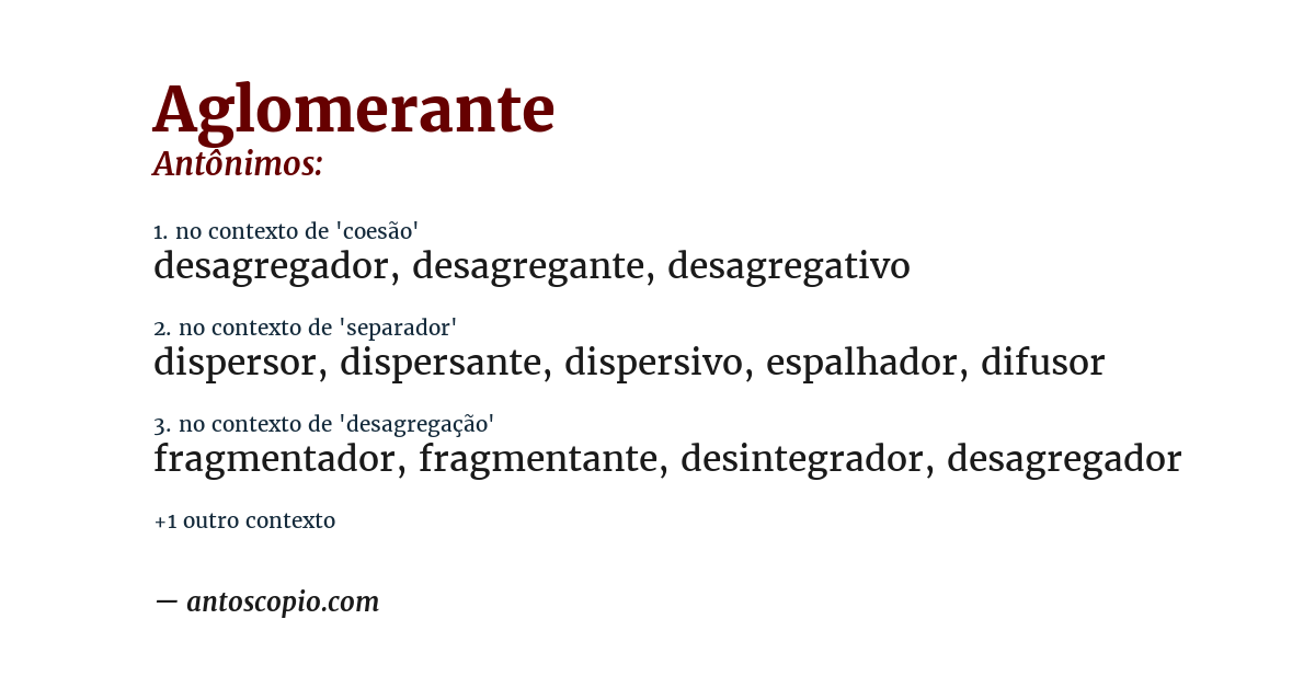 Antônimo de aglomerante