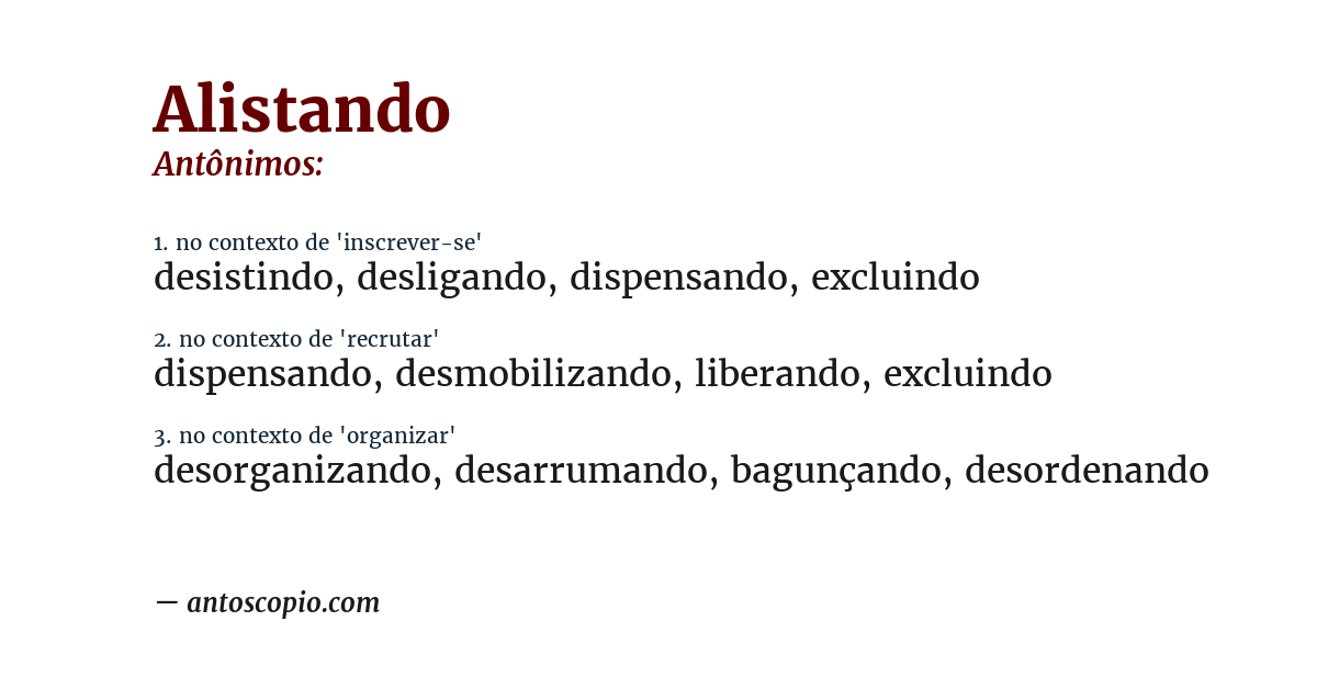 Antônimo de alistando