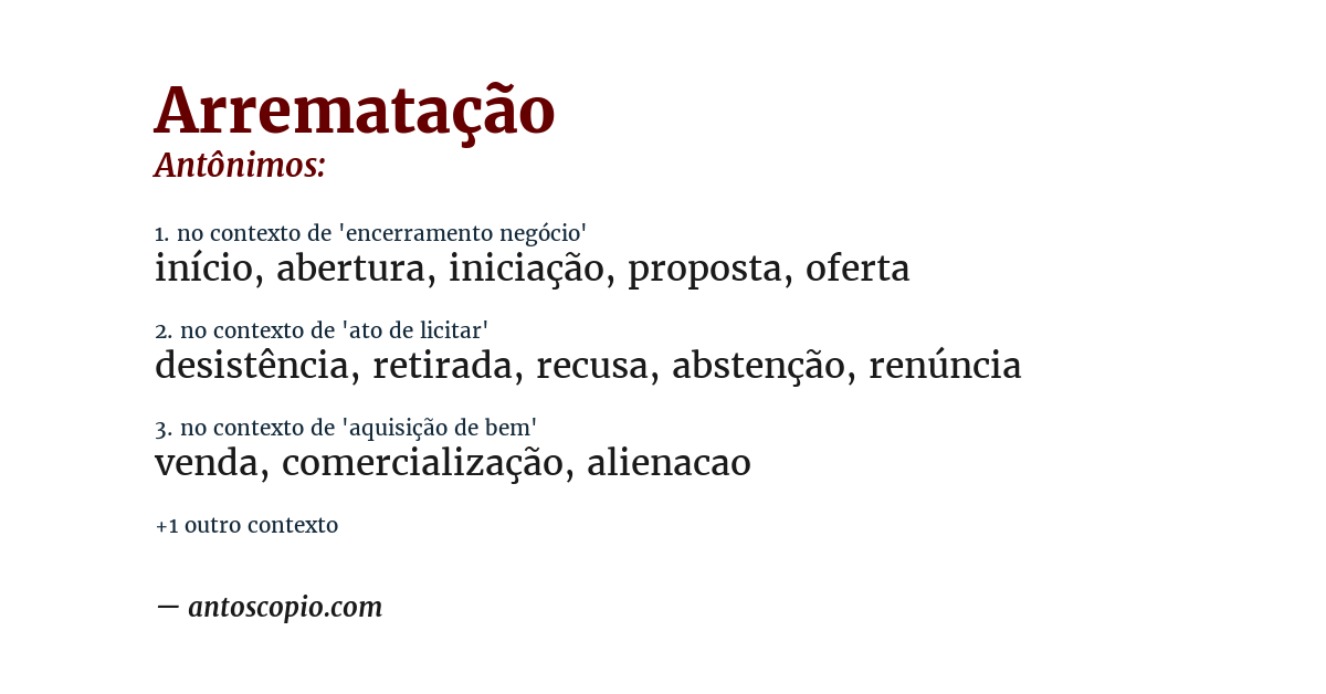 Antônimo de arrematação