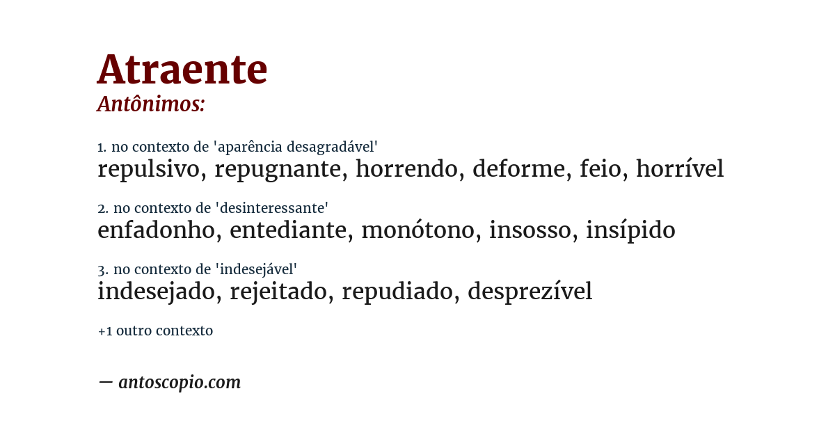 Antônimo de atraente