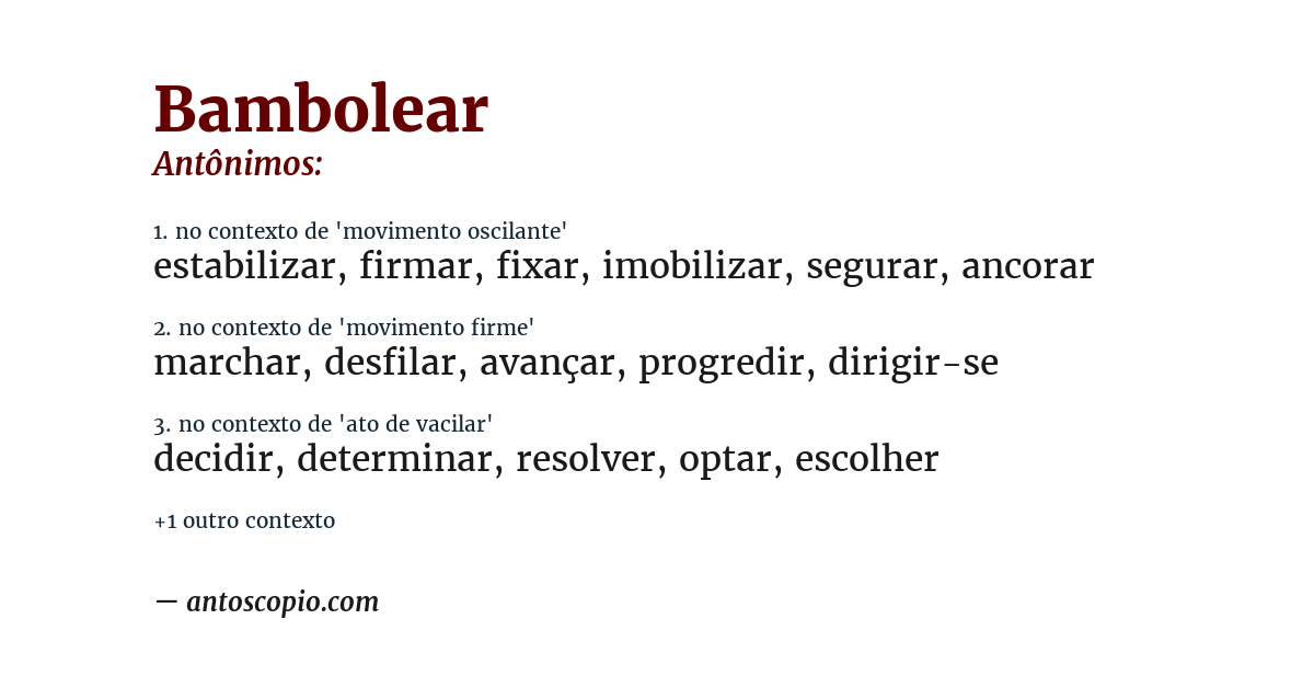 Antônimo de bambolear