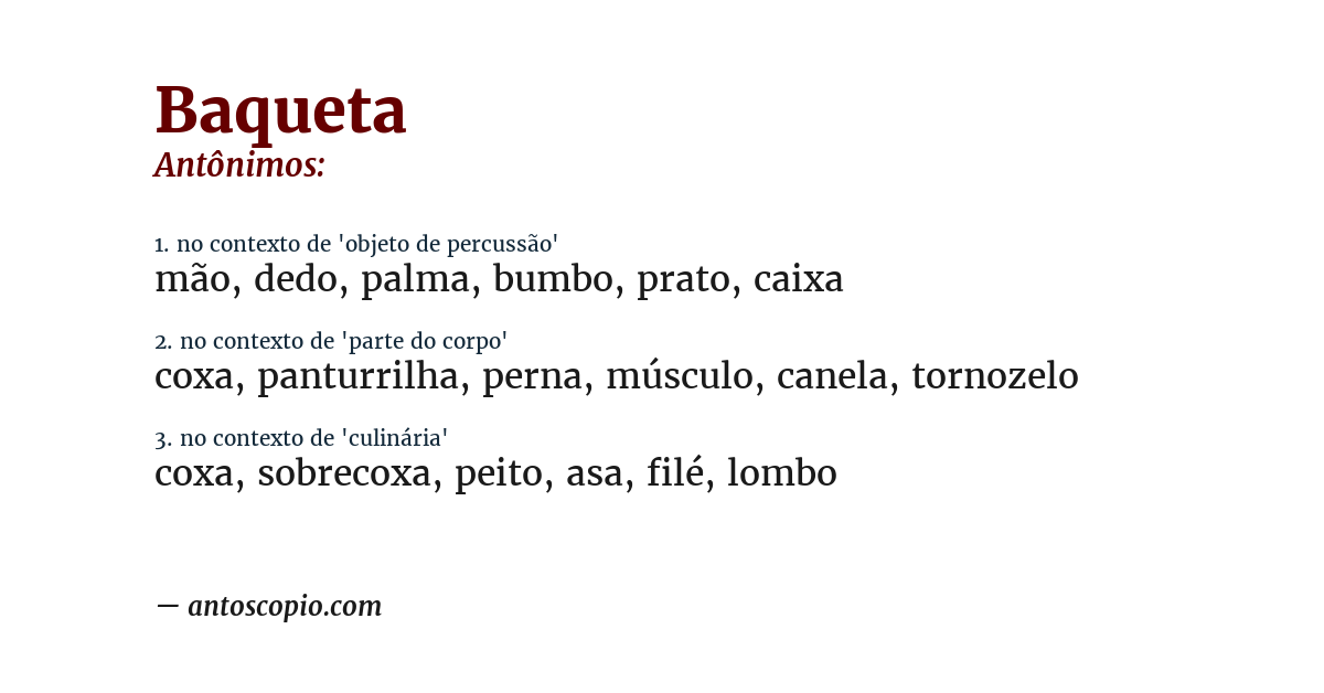 Antônimo de baqueta