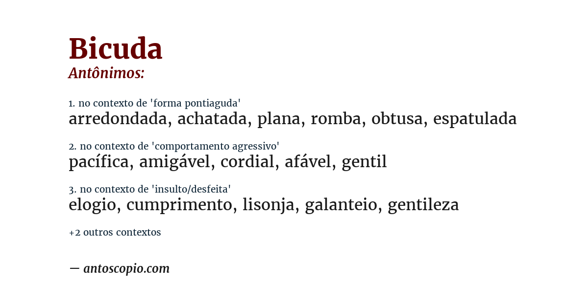 Antônimo de bicuda