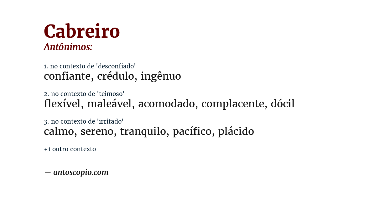 Antônimo de cabreiro