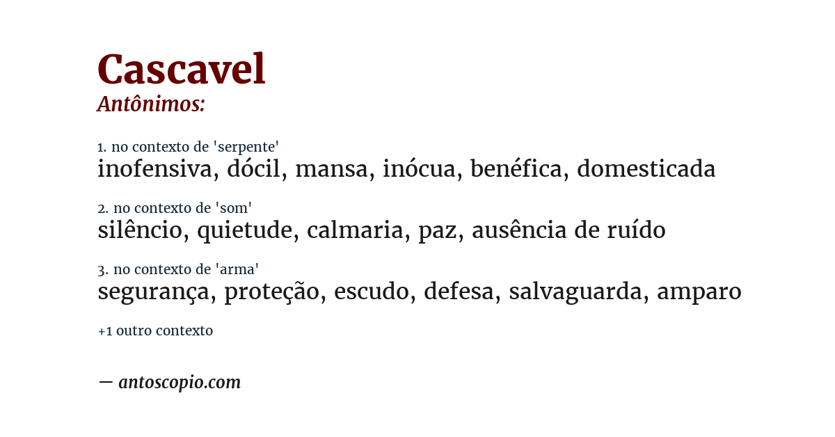 Antônimo de cascavel