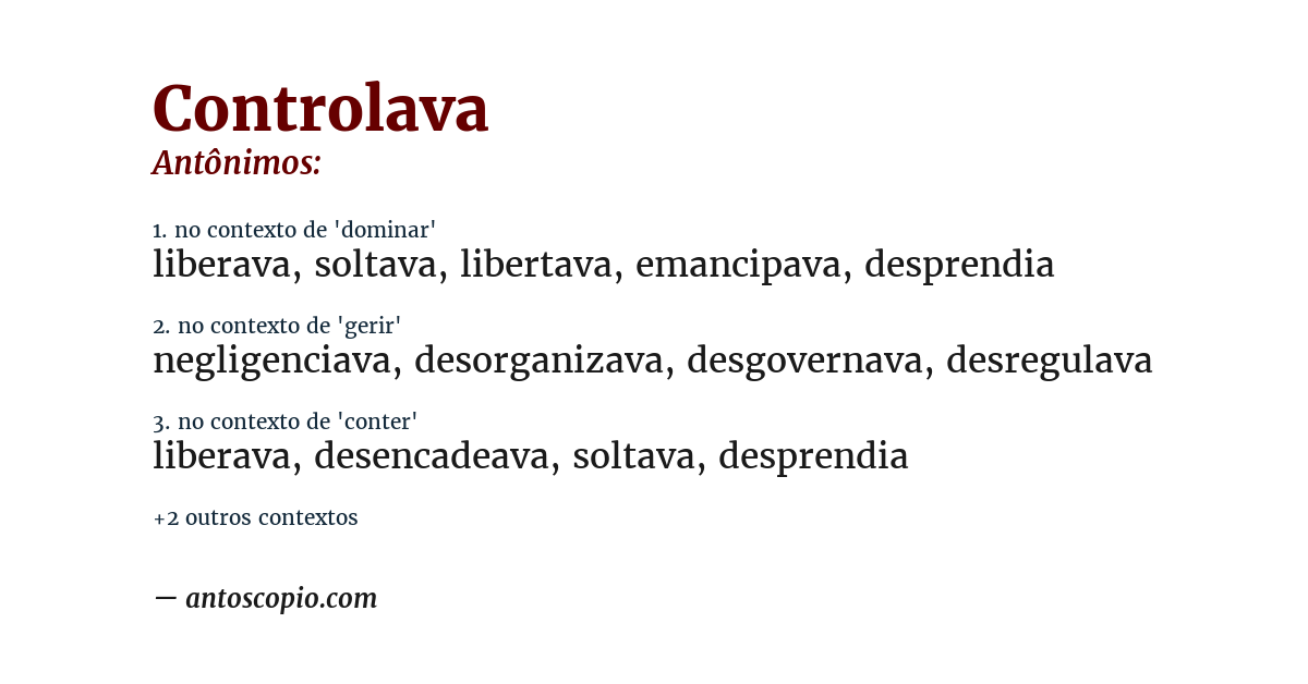 Antônimo de controlava