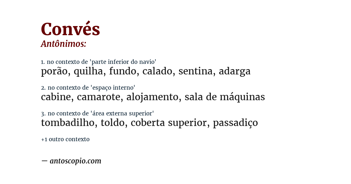 Antônimo de convés