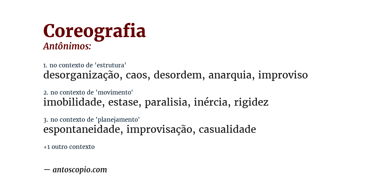 Antônimo de coreografia