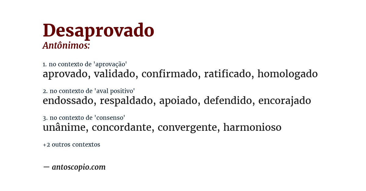 Antônimo de desaprovado