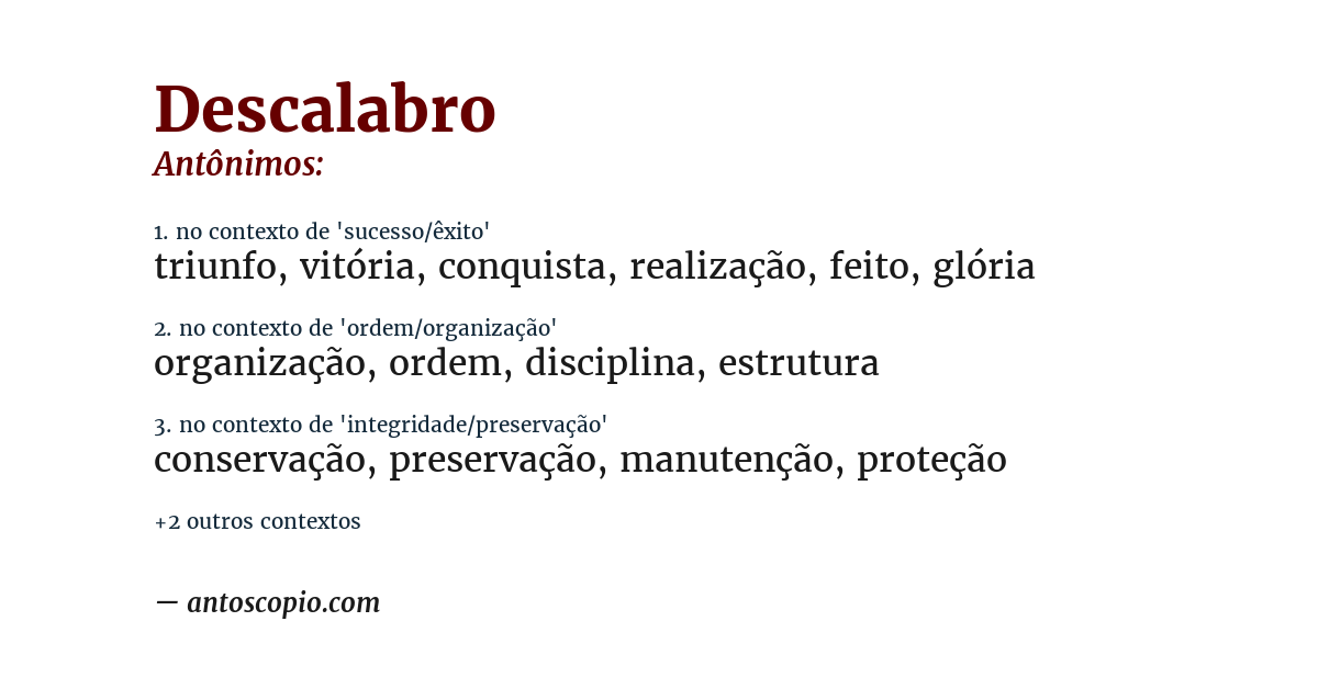Antônimo de descalabro