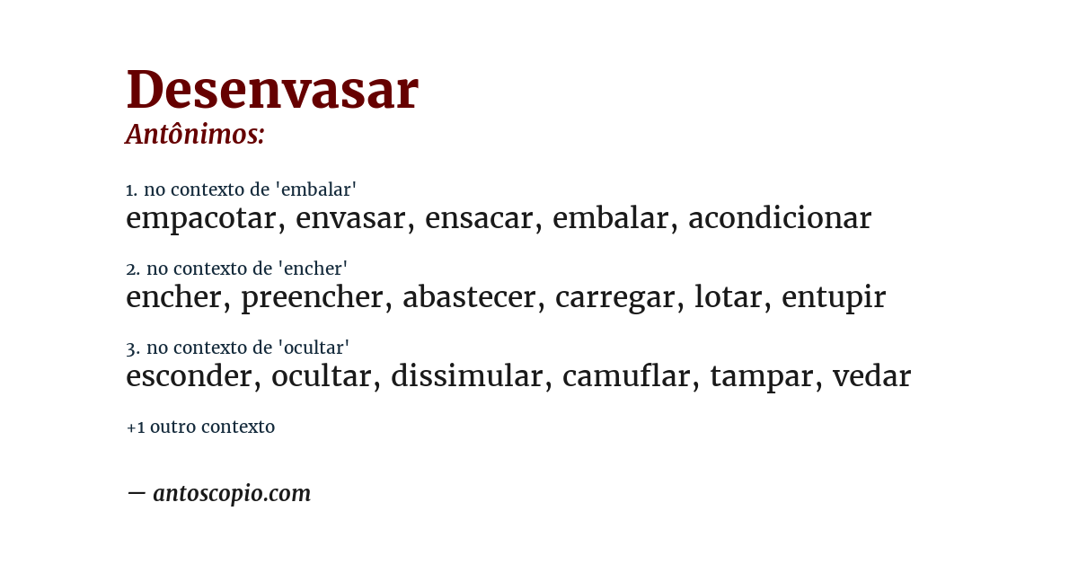 Antônimo de desenvasar