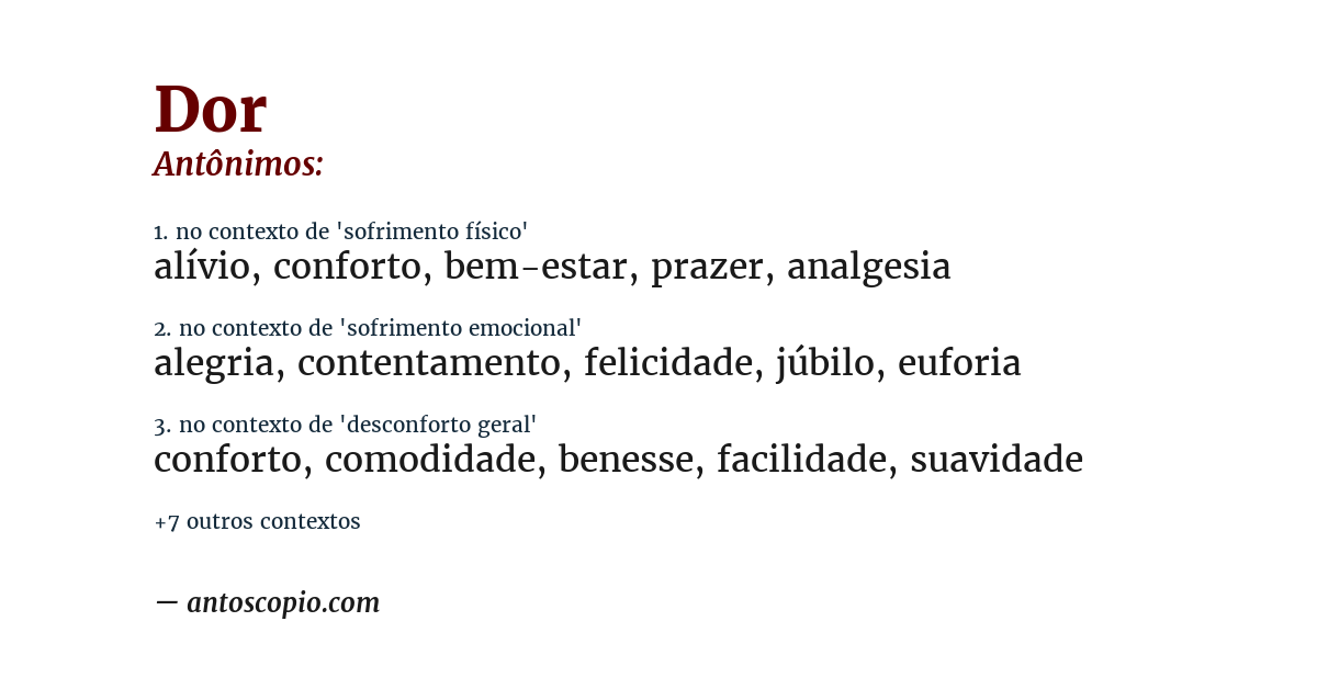 Antônimo de dor