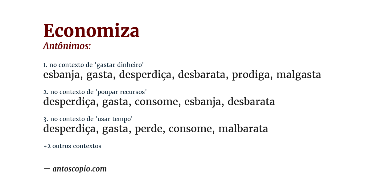 Antônimo de economiza