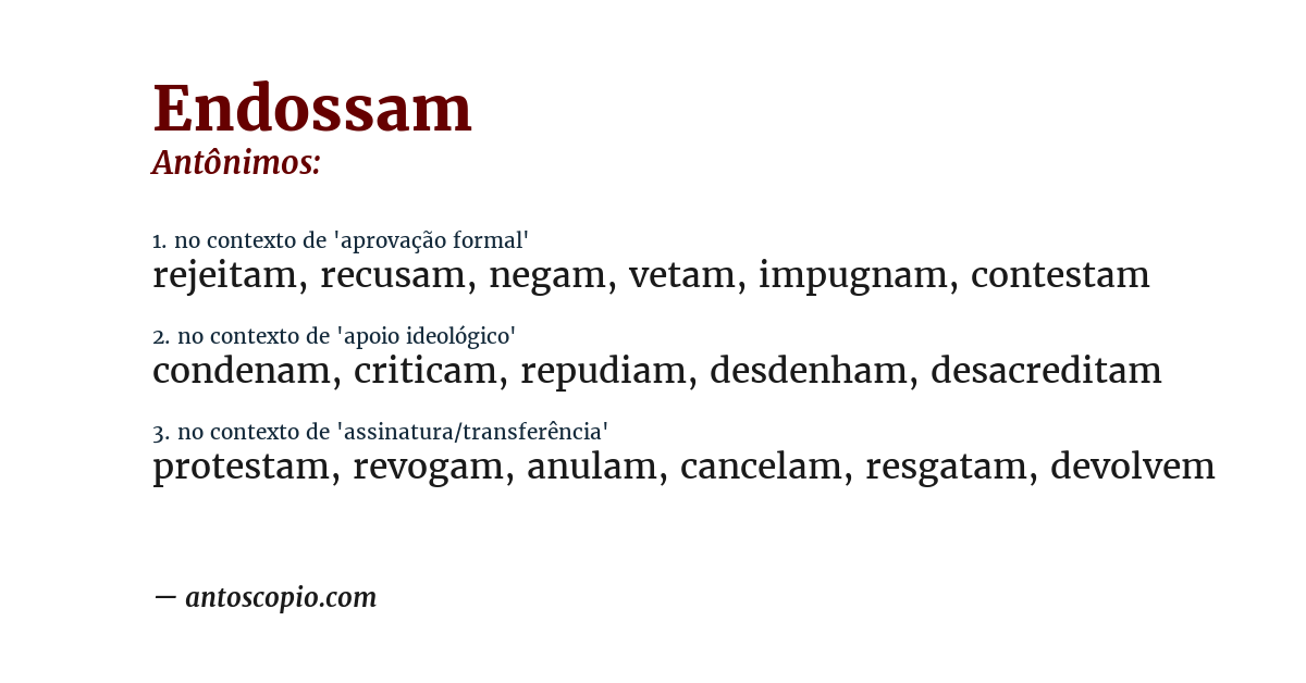 Antônimo de endossam
