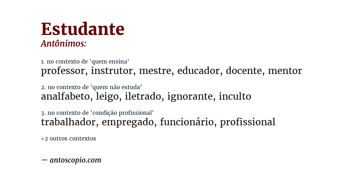 Antônimo de estudante