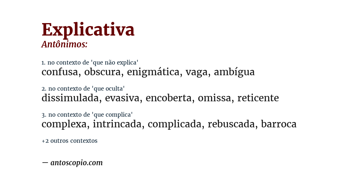 Antônimo de explicativa