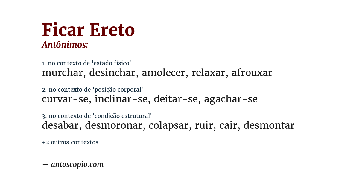 Antônimo de ficar ereto