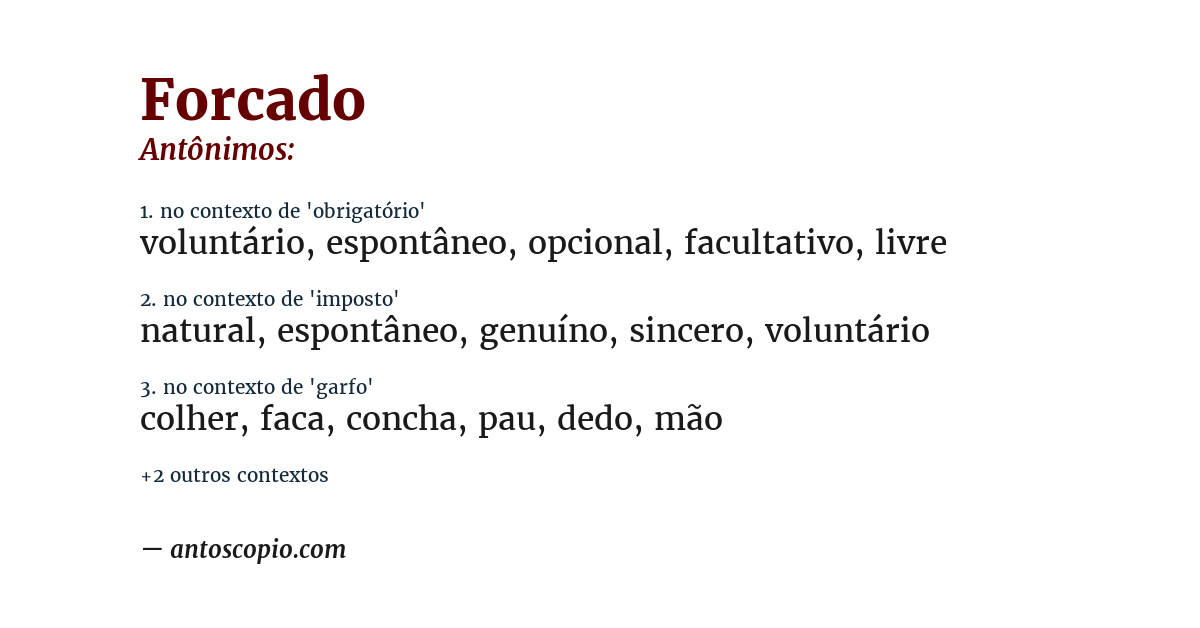 Antônimo de forcado