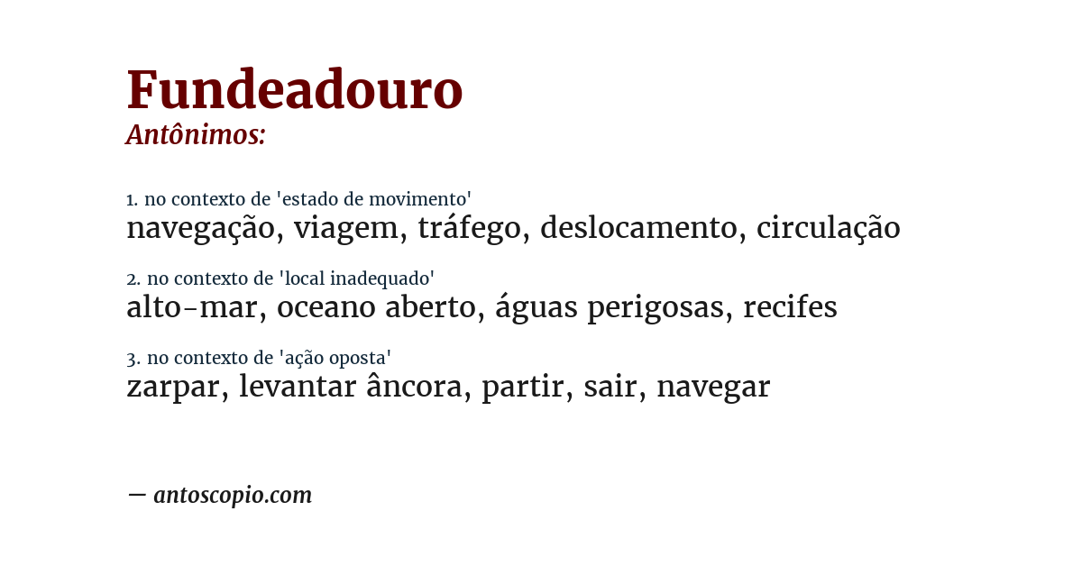 Antônimo de fundeadouro