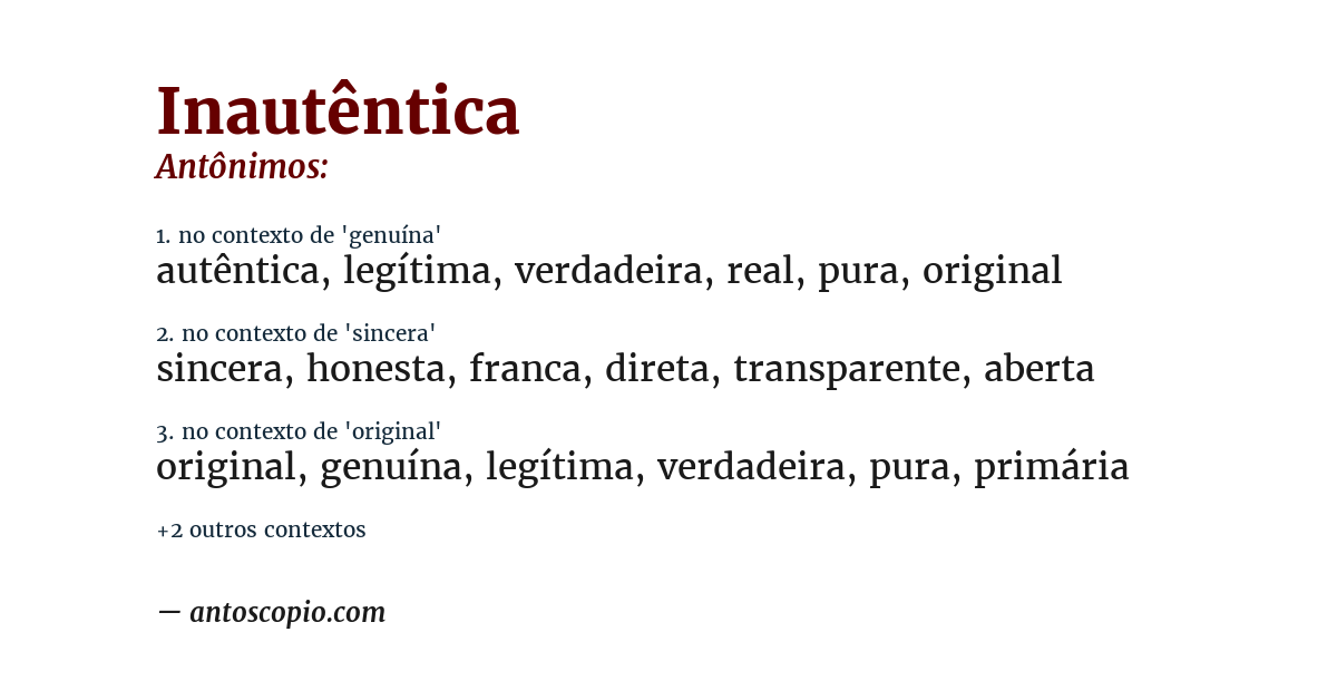 Antônimo de inautêntica