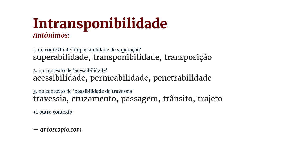 Antônimo de intransponibilidade