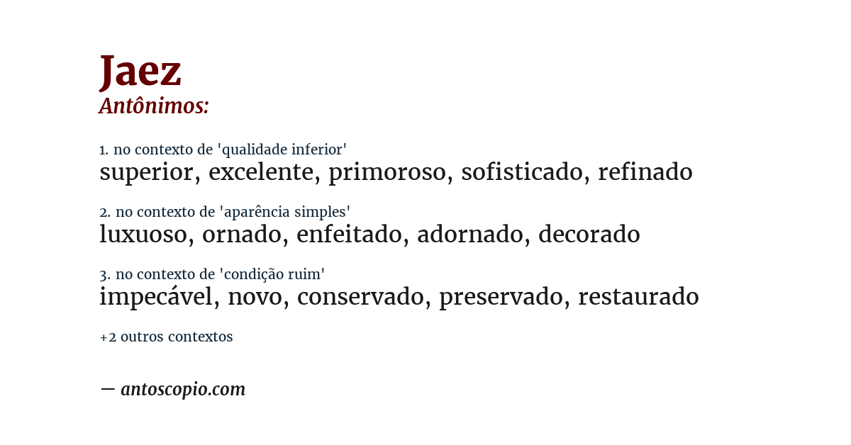 Antônimo de jaez