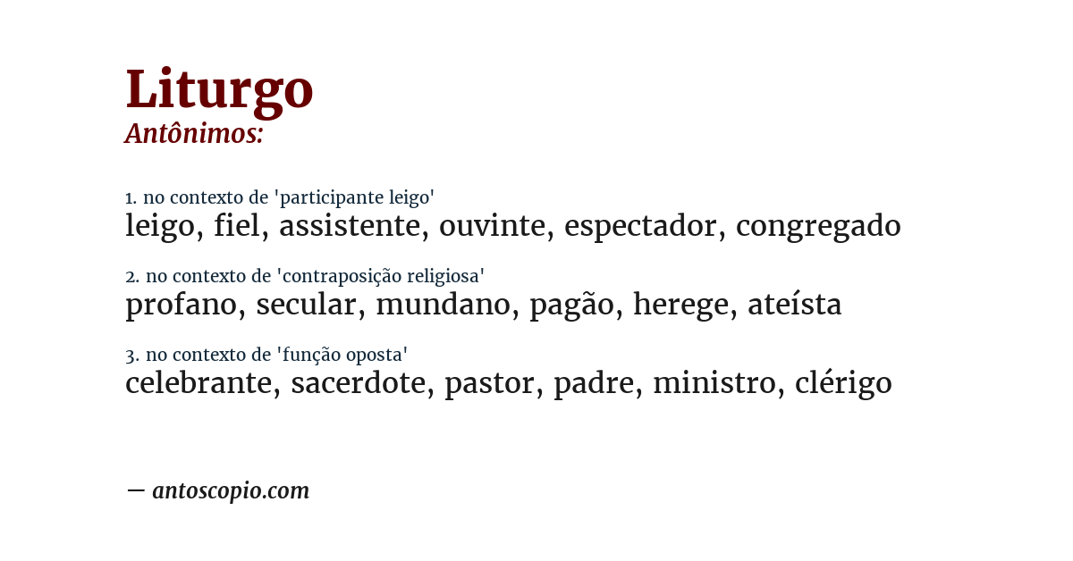 Antônimo de liturgo