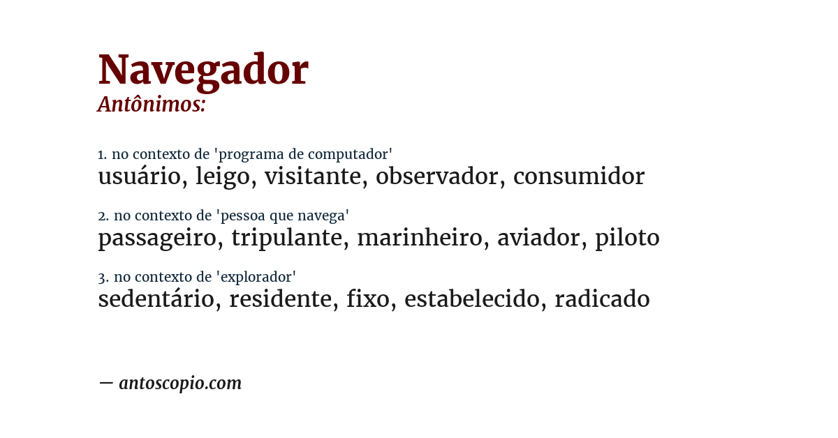 Antônimo de navegador