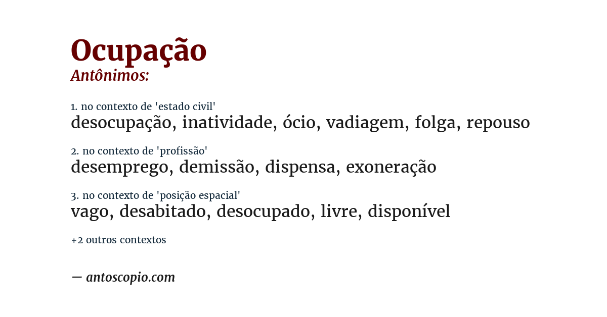 Antônimo de ocupação