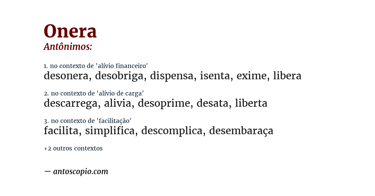Antônimo de onera