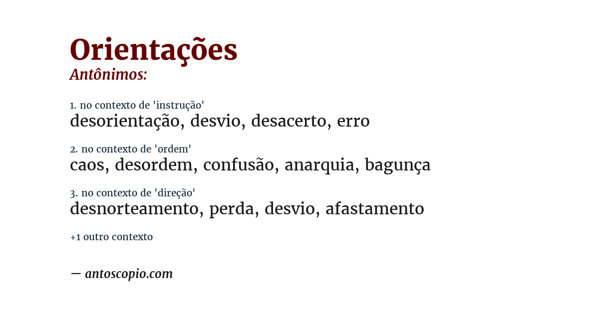 Antônimo de orientações