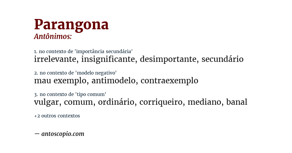 Antônimo de parangona