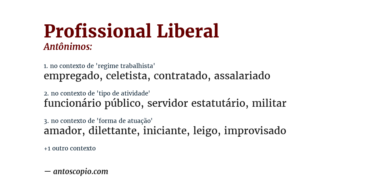 Antônimo de profissional liberal