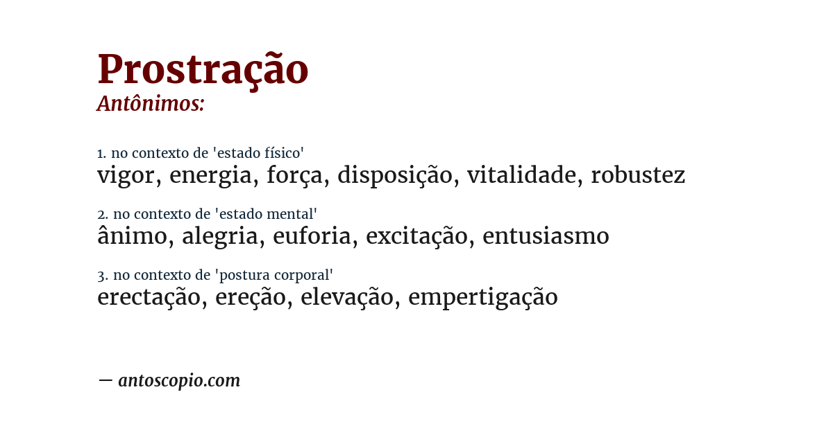 Antônimo de prostração