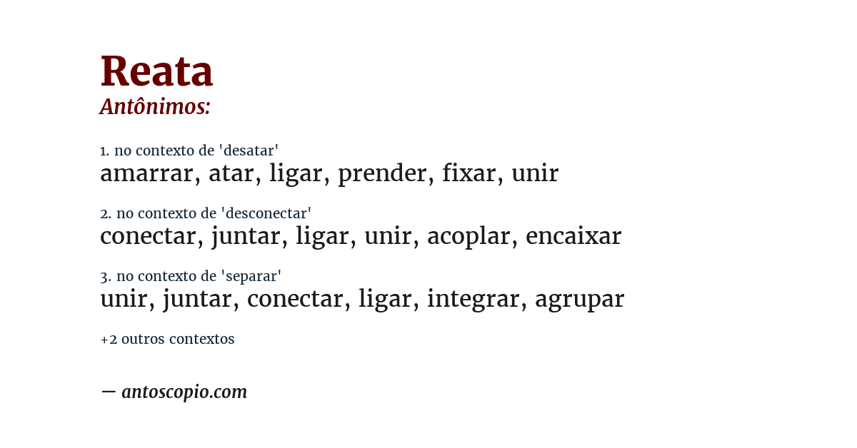 Antônimo de reata