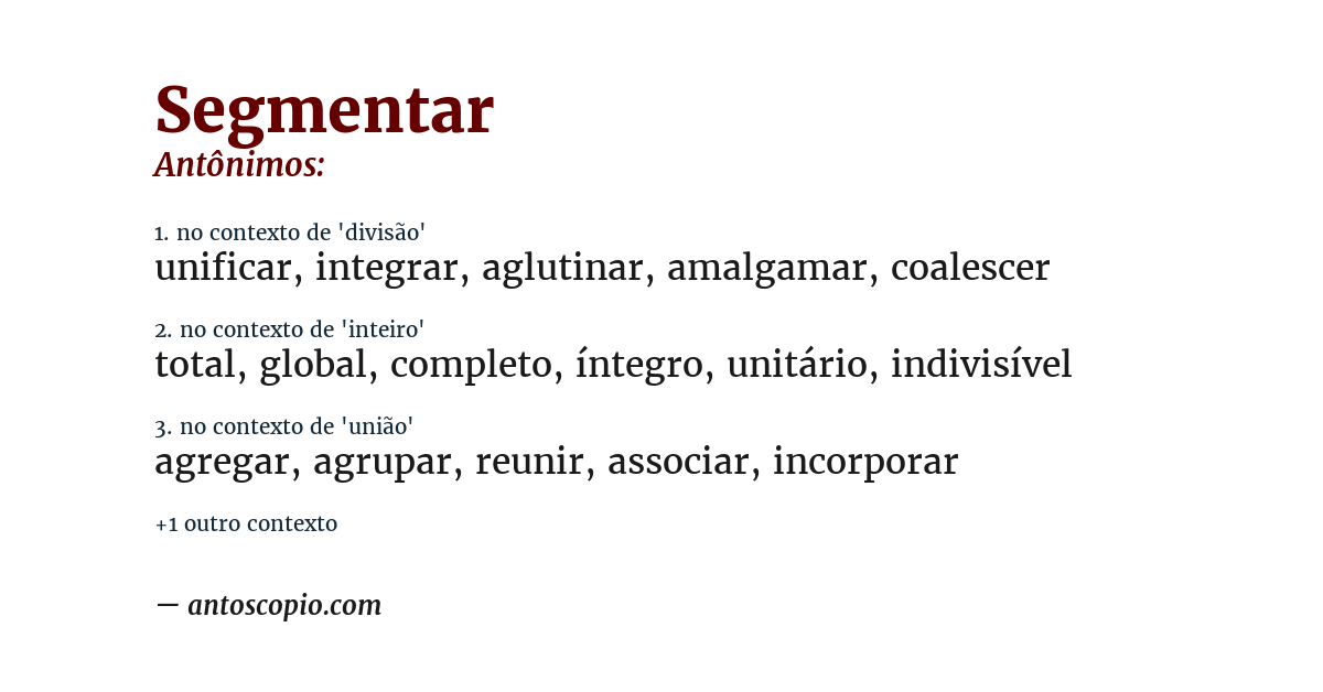 Antônimo de segmentar