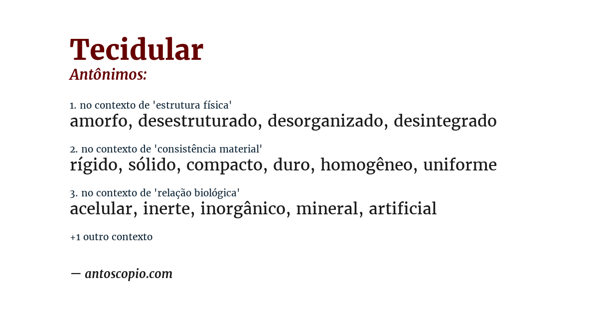 Antônimo de tecidular