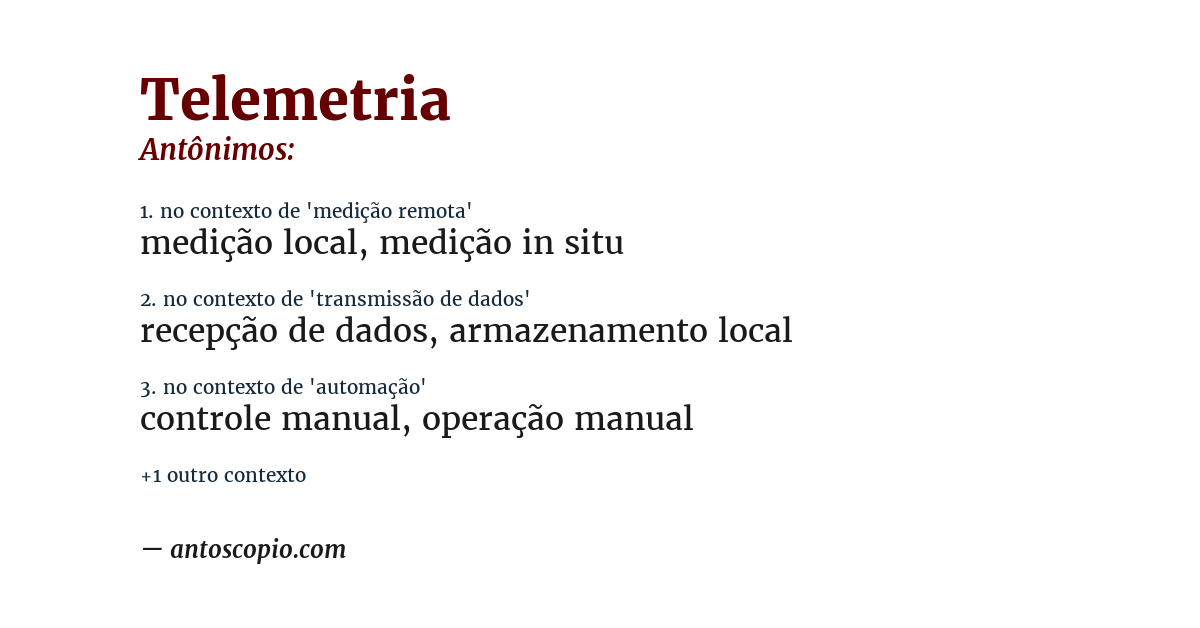 Antônimo de telemetria
