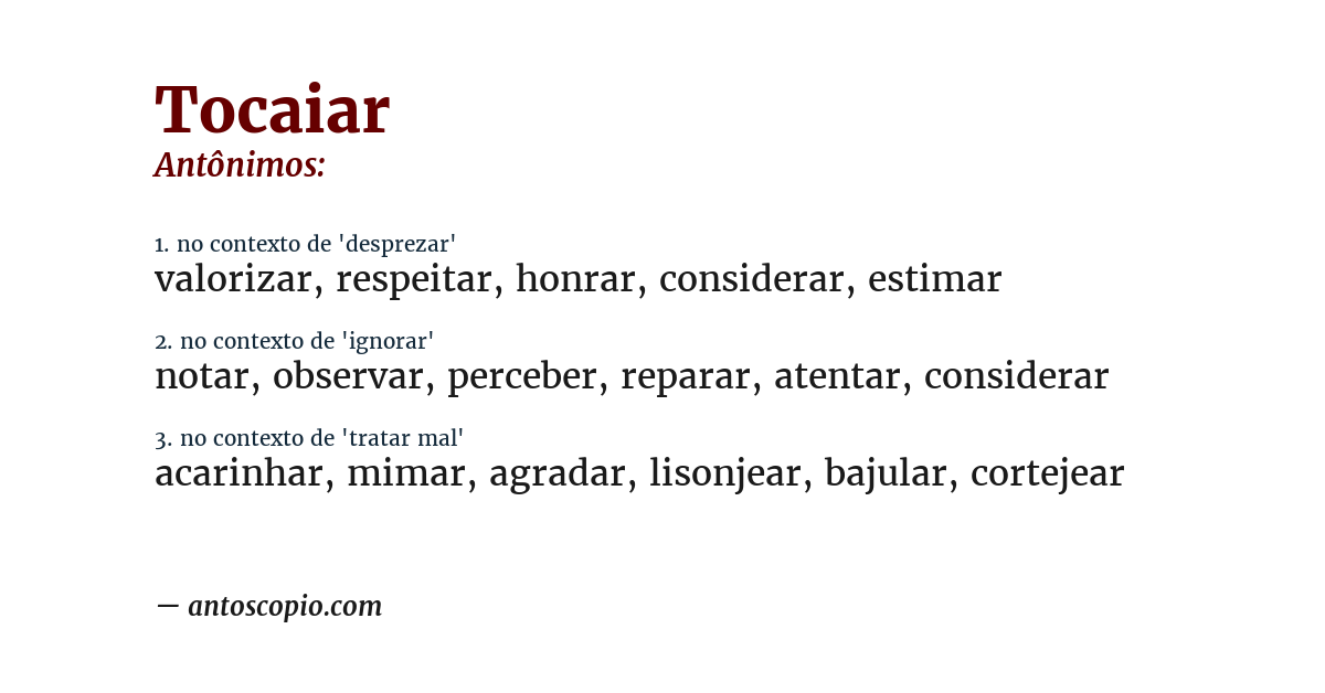 Antônimo de tocaiar