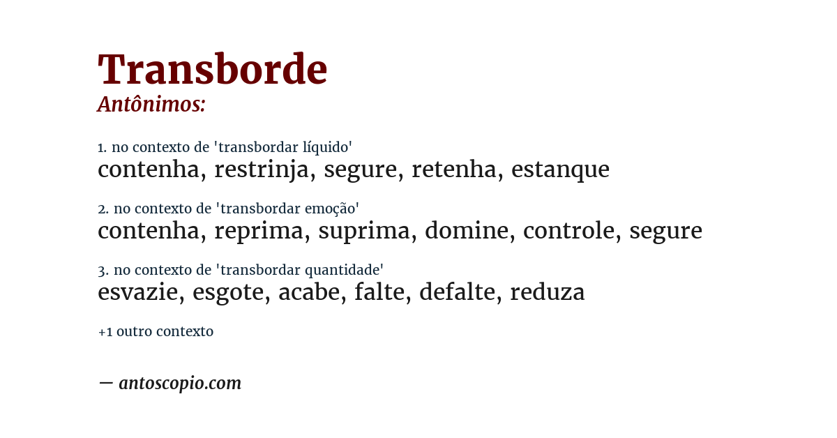 Antônimo de transborde