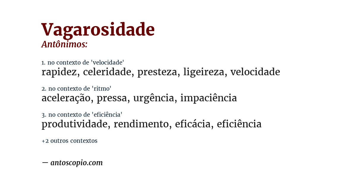 Antônimo de vagarosidade