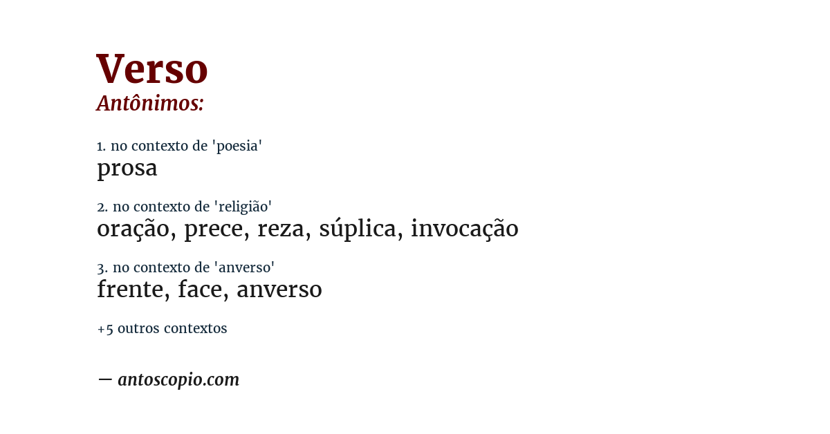 Antônimo de verso
