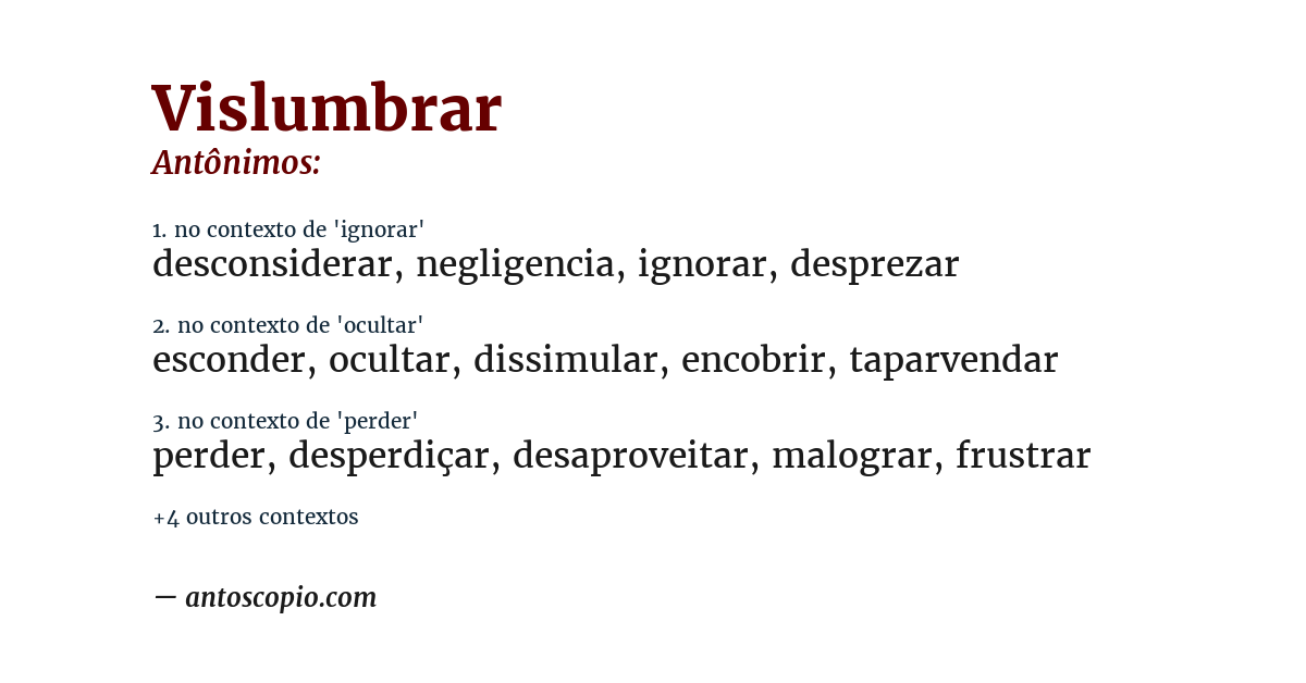 Antônimo de vislumbrar