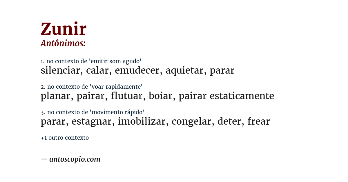 Antônimo de zunir