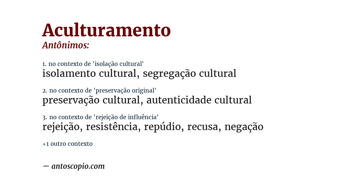 Antônimo de aculturamento