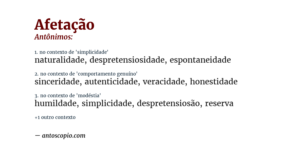 Antônimo de afetação